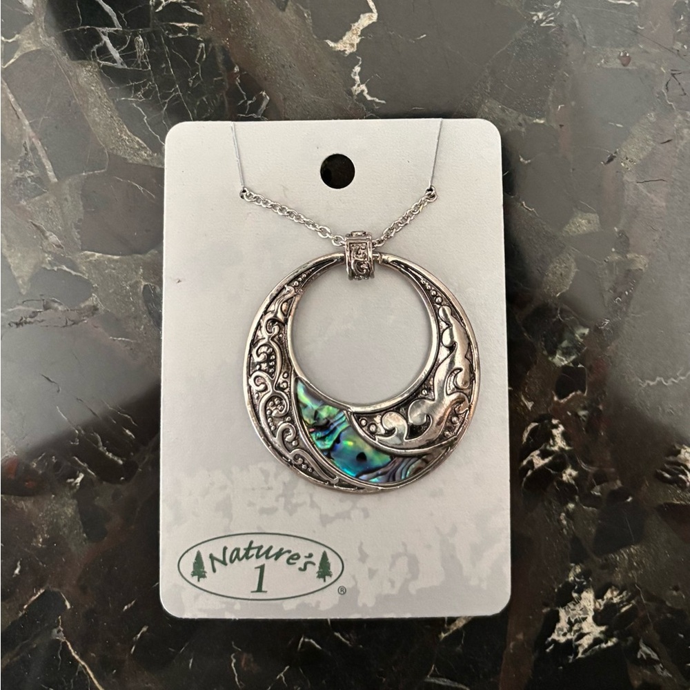 Vintage Wild Pearle Abalone Pendant - Mystic Moon Approximately 2”x 2”